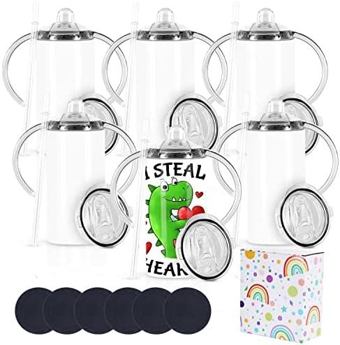 Wzaytia 12 Oz Sublimation Sippy Cup 4 Pack, Kids Sublimation Sippy Tumblers, Stainless Steel Sublimation Todder Water Bottle