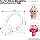 2 x Olyre Mini Doll Headphones 17cm 1/6 BJDs, Doll Accessory, Blue(No Doll) | Miniature headset for trendy toy dolls; Decorative headwear; 17cm 6.69" Dolls & 1/6 BJDs