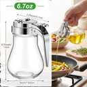 Mimorou 4 Pack Syrup Dispensers Glass Honey Jar Bottle Maple Sugar Dispenser 6.7 oz Retracting Spout Syrup Containers Pitcher for Milk Coffee Home Restaurant Kitchen Bar Oil Condiment