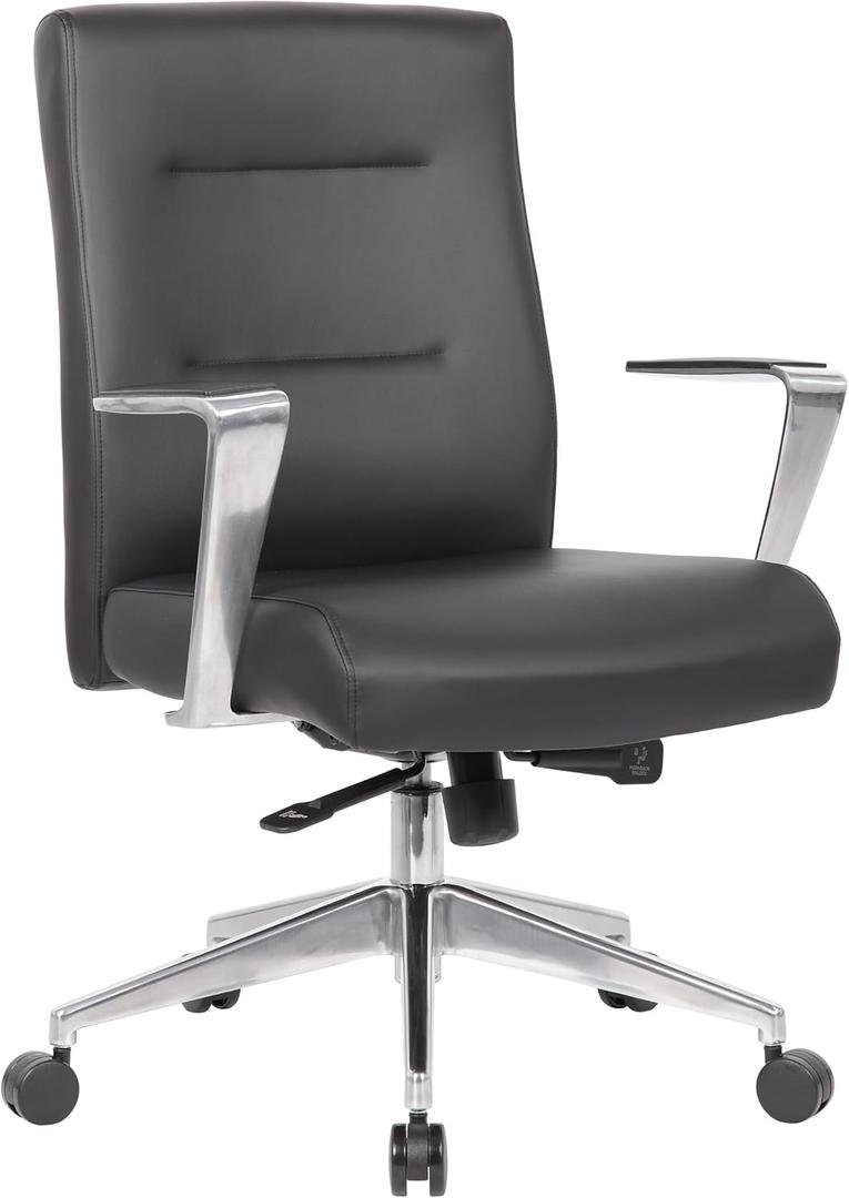 Boss Office Products Modern Conference Chair with Aluminum Arms and Base, Black