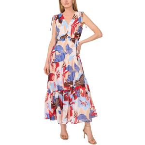 Vince Camuto Women's Tie V Neck Maxi Dress - Large