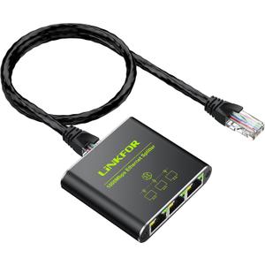 LiNKFOR Ethernet Splitter 1 in 3 Out,1000Mbps High Speed Splitter RJ45 Network Extension Connector with USB Type C Cable Gigabit Ethernet Switch Network Sharing for Cat8 Cat7 Cat6 Cat5 Cat5e