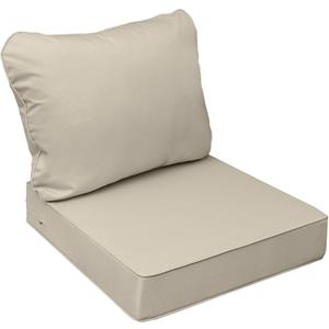 AAAAAcessories Outdoor Seat Cushions for Chairs, Fade-Resistant, Waterproof Patio Furniture Replacement Cushions, 24" x 24" x 5" + 24" x 19", Beige
