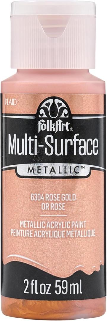 FolkArt Multi-Surface Metallic Paint in Assorted Colors (2 oz), Metallic Rose Gold