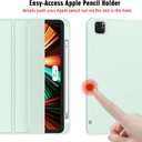 ZryXal New iPad Pro 12.9 Inch Case 2022/2021/2020(6th/5th/4th Gen) with Pencil Holder,Smart Case [Support Touch ID and Auto Wake/Sleep] with Auto 2nd Gen Pencil Charging (Light Green)