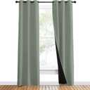 NICETOWN 100% Blackout Window Curtain Panels, Heat and Full Light Blocking Drapes with Black Liner for Nursery, 80" Drop Thermal Insulated Draperies (Greyish Green, 2 Pieces, 37" Wide Each Panel)