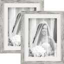 TOFOREVO Picture Frames 8x10 Set of 2 Distressed White Wood Grain Photo Frame for Gallery Wall Mounting or Tabletop Display