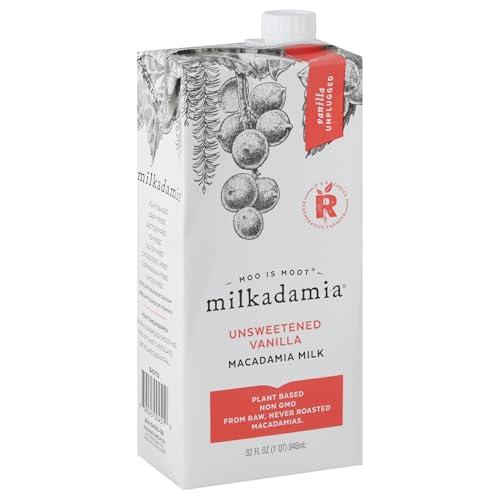 Milkadamia, Macadamia Milk Unsweetened Vanilla, 32 Fl Oz, BB Date 07/21/2026