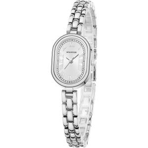 HOLSTOUR Silver Watches for Women, Vintage Oval Small Face | 30M Waterproof, Elegant Dress Quartz, Roman Numerals, Shiny Jewelry Clasp Bracelet