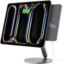 LULULOOK Magnetic Wireless Charging Stand for iPad Pro 13" M4 (2024) Only, 360° Rotating Base with Anti-Slip Pad, Aluminium Alloy Foldable iPad Pro Charging Stand with 1M Cable for Desk