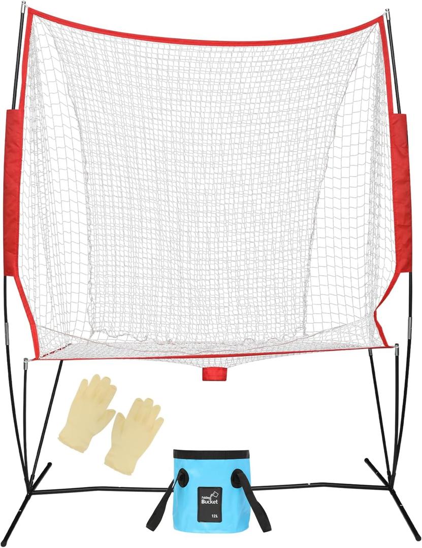 Pickleball and Tennis Return net, 6 x 7ft Portable Polyester Mesh and Fiberglass Frame,, 5.25' H x 3.38' W x 6.6' L