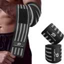 Elbow Wraps for WeightliftingElbow Sleeve Support for Bench Press, Cross Training & Powerlifting - Elbow Straps for Weightlifting Gym Men Women (Gray)