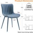 YOUNUOKE Mid-Century Modern Dining Chairs Set of 2, Blue PU Leather Upholstered Kitchen Chairs with Blue Metal Legs, Armless Accent Chair for Dining Room, Guest Reception Room, 1.61' x 1.58' x 2.59'