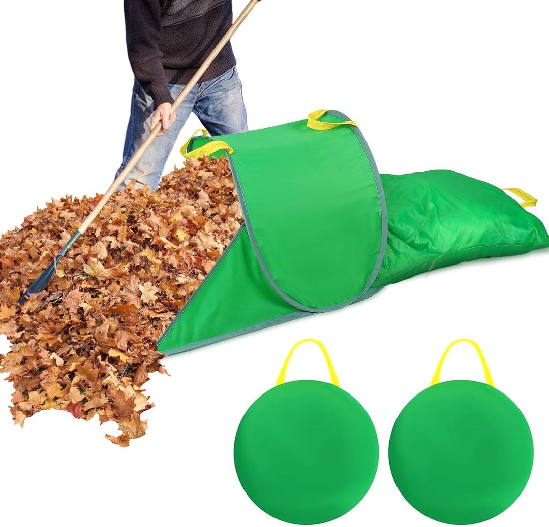 Leaf Collector with Extension Lawn Bags,Portable Pop Up Leaf Bag,Thickened Leafs Scoops,Reusable Yard Garden Bags for Leaves and Trash (2 Pack)