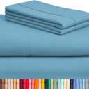 LuxClub 6 PC Queen Sheet Set, Bed Sheets Queen Size, Deep Pockets 18" Eco Friendly Wrinkle Free Cooling Sheets Machine Washable Hotel Bedding Silky Soft - Light Blue Queen