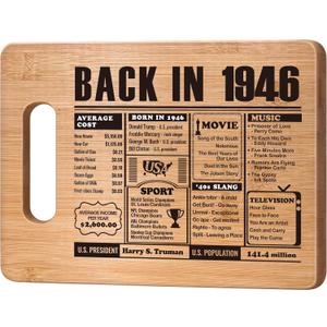 80th Birthday Gifts for Women Men,80 Year Old Birthday Gifts Woman Man,80 Years Gifts for Mom Dad Grandparents Wedding Anniversary,Back In 1946 80s Birthday Decorations Engraved Bamboo Cutting Board