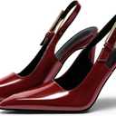 Coutgo Women's Slingback High Heels Pointed Toe Stilettos Metal Buckle Dress Party Pump Shoes, Size 7