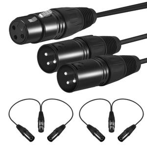 Ridgeyard 2PCS XLR Splitter Cable, 3 Pin XLR 2 Male to 1 Female Patch Y-Cable Balanced Microphone Cord Audio Adaptor - 1 Feet