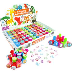 TINYMILLS 60 Pcs Animals Assorted Stampers for Kids with 60 Different Designs Party Favor Goodie Bag Prizes Classroom Rewards Pinata Filler Arts and Crafts for Kids
