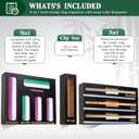 Calmbee 9 in 1 Bamboo Storage Bag Organizer for Kitchen Drawer Plastic Wrap Dispenser with Cutter & Foil Organizer, Wooden Baggie Organizer for Sandwich, Snack, Gallon, Quart Sizes, Black