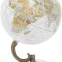 Deco 79 Marble Globe with White Marble Base, 5' x 5' x 8', White
