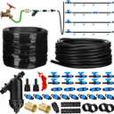 Treela 500ft Automatic Drip Irrigation System Kit for Watering Row Crops, Garden Watering Misting System with 5/8 inch Drip Tape Water Timer and Accessories, Waters Upto 10 20' Rows