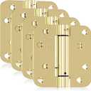 4 Pack Self Closing Door Hinges, 4 Inch Spring Loaded Door Hinges for Garage, Front, Back Door, Left/Right Hand, Adjustable Tension, 5/8'' Radius Corners, UL Listed, Gloden