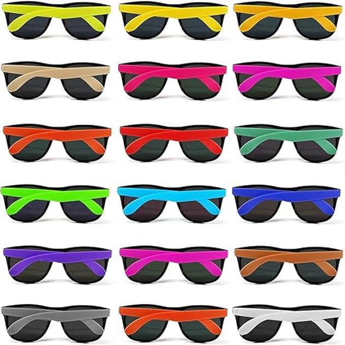 MAPIXO 16 Colors Neon Party Sunglasses 16 Pack with Dark Lenses, 80’s Style Perfect Colorful Novelty Sun glasses Set For Party Favors, Beach Pool, Outdoor Summer Activity, Goody Bag Fillers