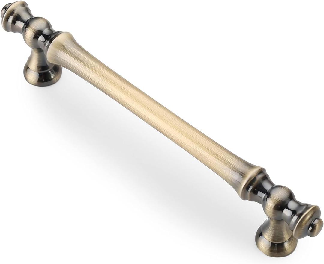 Asidrama 10 Pack 5 Inch(128mm) Brushed Antique Brass Kitchen Cabinet Handles, Cabinet Pulls Kitchen Cabinet Hardware for Cupboard Drawer Pulls (5" Hole Center)