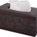 Antique PU Leather Tissue Box Holder Cover Rectangular Napkin Case Dispenser,Home Office Car Tissue Holder with Magnetic Bottom,Facial Tissue Organizer (Retro)