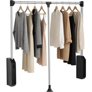 Tonchean Pull Down Closet Rod, Stainless Steel 35-48 Inch Adjustable Closet Rods for Hanging Clothes Side & Back Mounted, Two-way Buffering 60Lbs Load Capacity Heavy Duty Wardrobe Lift Rail Organizer