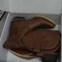 HISEA Rollda Cowboy Boots for Women Western Cowgirl Boots with Chunky Heel Ladies Snip Toe Mid-Calf Boots (Size 7, Bronze)