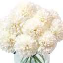 Artificial Flowers, 10Pcs Fake Flowers Silk Artificial Chrysanthemum Ball Hydrangea Bridal Wedding Bouquet for Home Garden Party Wedding Decor (Cream)