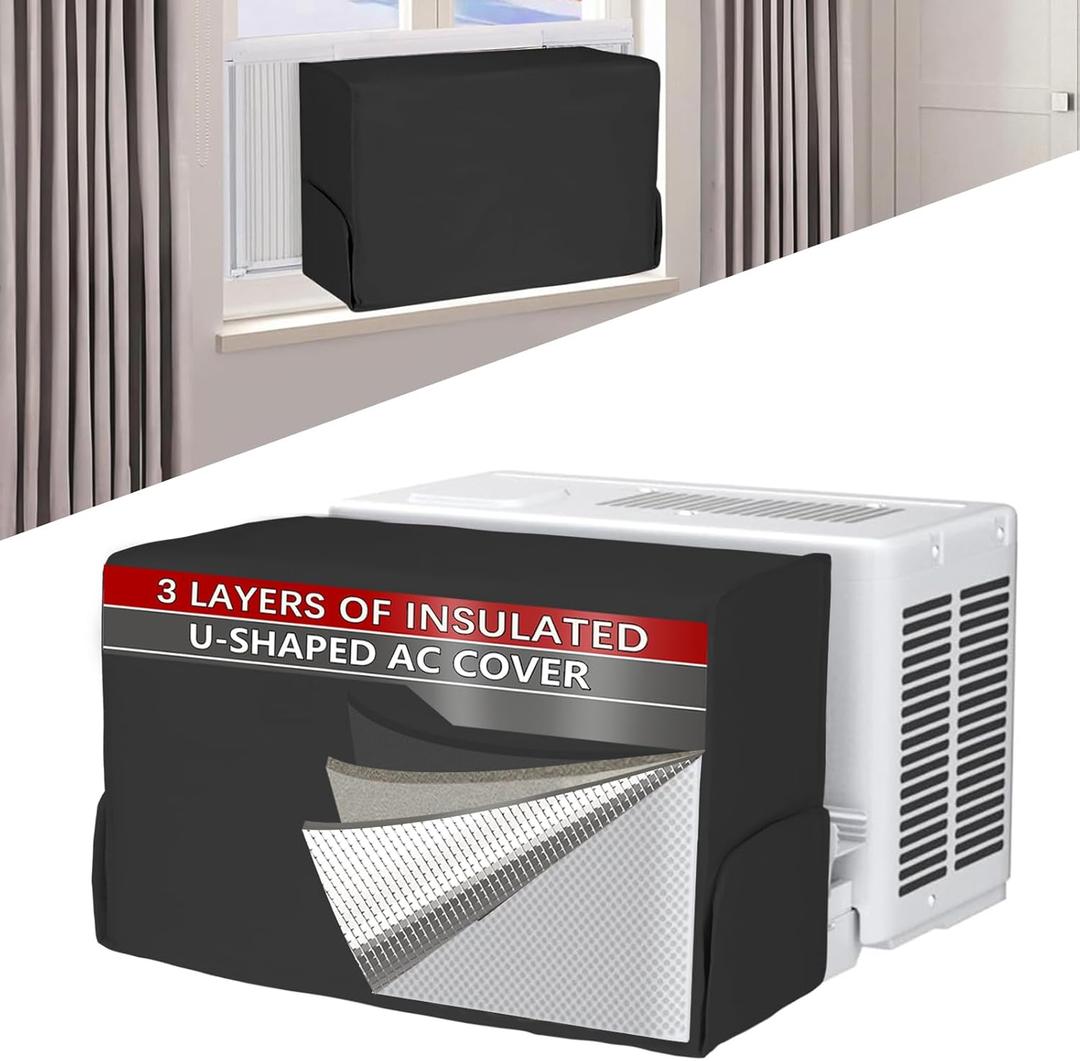 Air Conditioner covers for inside 20"W x 14"H x 6"D Compatible with Midea Window Air Conditioner 8000/10000/120000 BTU, 3 Layers Insulation AC Cover Compatible with Midea U shaped AC Unit, Black