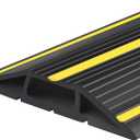 10Ft Cord Covers for Wires on Floor, 3-Channel Floor Cord Cover with Anti-Slip Base & Yellow Warning Strips, Extension Cord Covers for Floor, Ideal for Home, Office, Outdoor Use