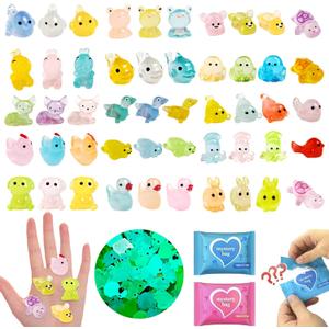 100 Pcs Blind Bags Mystery Mini Resin Animals Glow in The Dark Figurines, Mini Figures Mystery Bag for DIY Crafts, Fairy Garden Decor, Dollhouse Accessories, Party Favors, for Kids