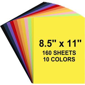 160 Sheets Colored Cardstock Paper 8.5 x 11 Color Card Stock for Printer Crafts 8.5 x 11 Assorted Colors Cardstock for Crafts Paper Sheets Colored Printing Card Papers 8.5x11, 180 GSM Card Stock