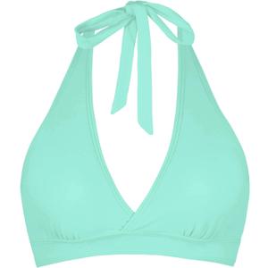 Women's Supportive Halter Bikini Padded Push Up Ruched Bust Hook Back Swimsuit Bathing Suit Tops Only (X-Large, Mint)