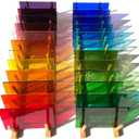 LITMIND 14 Sheets Transparent Stained Glass Variety Pack - 4 x 6 Inch Cathedral Art Glass for Mosaic Crafts & Supplies, Assorted Colors Glass Sheets for Stunning Stained Glass Projects