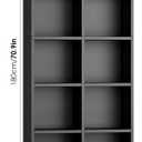 FOTOSOK Black Bookshelf 7-Tier Narrow Bookshelf Tall DVD CD Media Shelf, 19.6 inches x 9.3 inches x 70.9 inches