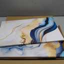 3Pcs Blue Gold Marble Canvas Wall Art Abstract Blue Gold White Wall Decor Pictures Modern Paintings Posters Prints for Living Room Bedroom Office Home Decoration, Ready to Hang (16x24in)