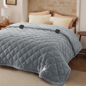 Bedsure Electric Blanket Queen Size - Dual Control Heated Weighted Blanket Queen with 10 Heat Settings, Fast Heating with 10 Time Settings (84x90 inches, Formal Gray)