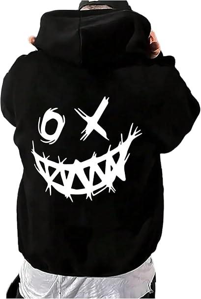 WDIRARA Men's Graphic Hoodie Long Sleeve Hooded Sweatshirts Pullover Tops Streetwear Black Small