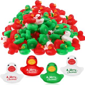 Junkin 400 Pcs Merry Christmas Rubber Ducks Bulk Mini Rubber Ducks Small Duck Bulk Xmas Gift for Halloweens Party Favors Toys (Christmas Duck)