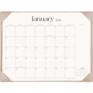 Simplified Desk Calendar 2026 with Desktop Mat, Cabbrix Large Desk Pad Calendar 21" x 16-1/2" Runs From January 2026 to December 2026, Desk Blotter Calendar for Home School and Office (Apricot)