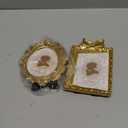 Qunclay 2 Pcs Vintage Picture Frames Antique Baroque Ornate Resin Rectangle Oval Photo Frames with Glass Front Tabletop and Wall Decor for Home Wedding Christmas Party Decor(Gold,2.3 x 3.5 Inches)