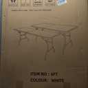 Set of 2 Folding Table 6 FT Lightweight Camping Table White Portable Plastic Rectangular Outdoor Dining Table Steel Legs Fold-in-Half with Carrying Handle for Indoor,Picnic,Party,Wedding,Events