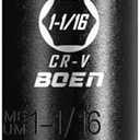 BOEN 1/2" Drive Deep Impact Socket,1-1/16 Inch Premium Socket,SAE,6 Point,Cr-V Steel with Laser Marking - Strong and Durable