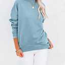 TICTICMIMI Women's Casual Long Sleeve Sweatshirt Tops Mock Turtleneck Lightweight Tunic Fall Pullover with Pocket
 XL Blue