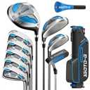 1GoTo-G 11 Pieces Golf Clubs Set for Men & Women - Complete Golf Clubs Full Set Includes Stand Bag with Rain Hood, 1# Drive, 3# Wood, 5# Hybrid, 6# 7# 8# 9# PW# Irons and Putter, Blue - Men’s, Right